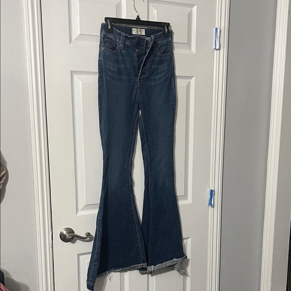 We The Free  Blue High-Rise Flare Jeans